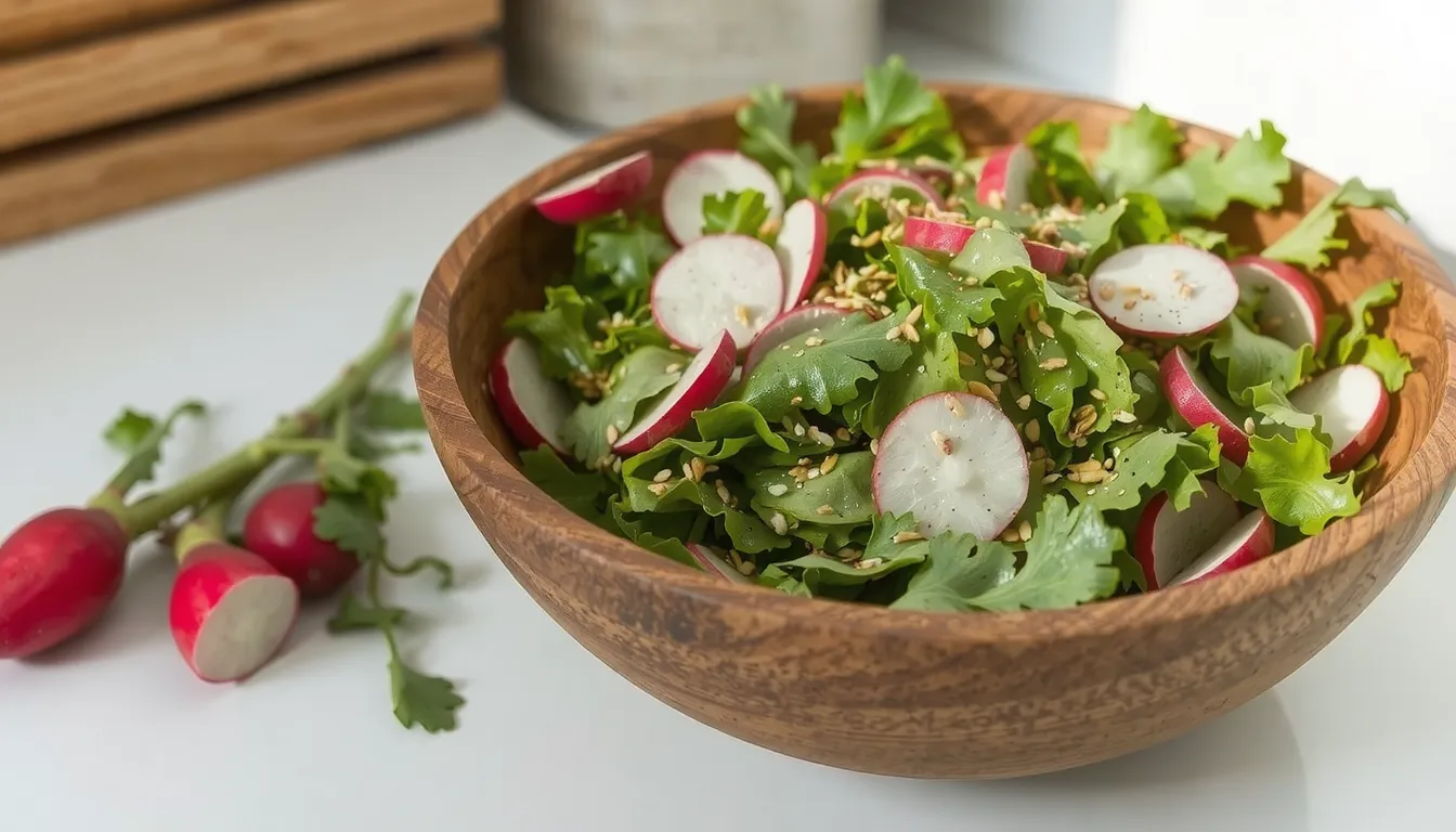 fane de radis en salade